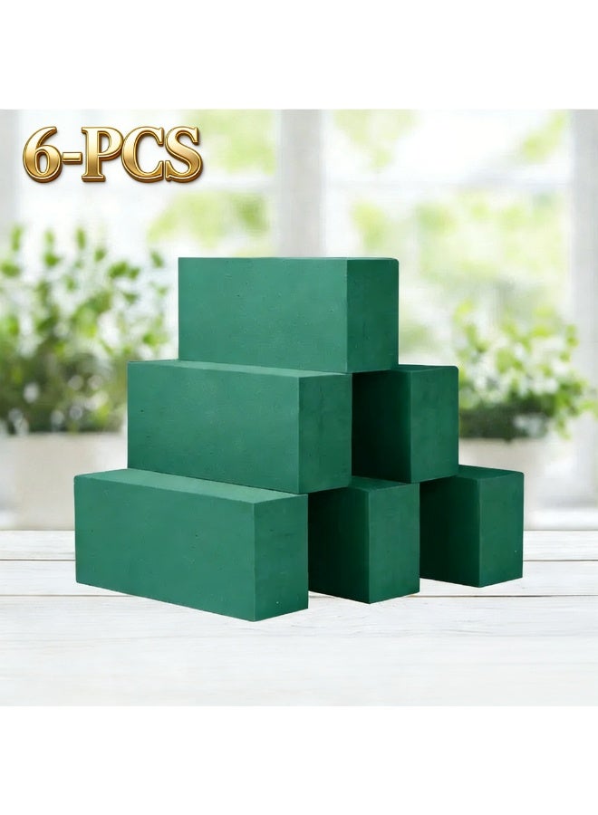 6-PCS Square Dry Floral Foam Blocks, Dry & Wet Absorbent Flower Mud for Artificial & Fresh Flowers, Florist Supplies for Home & Flower Shop Arrangements - Image 1